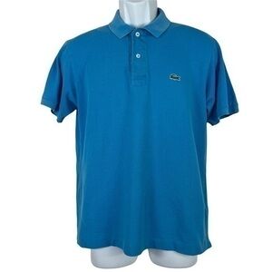 Lacoste Men Polo Shirt Blue Size 4 short sleeve